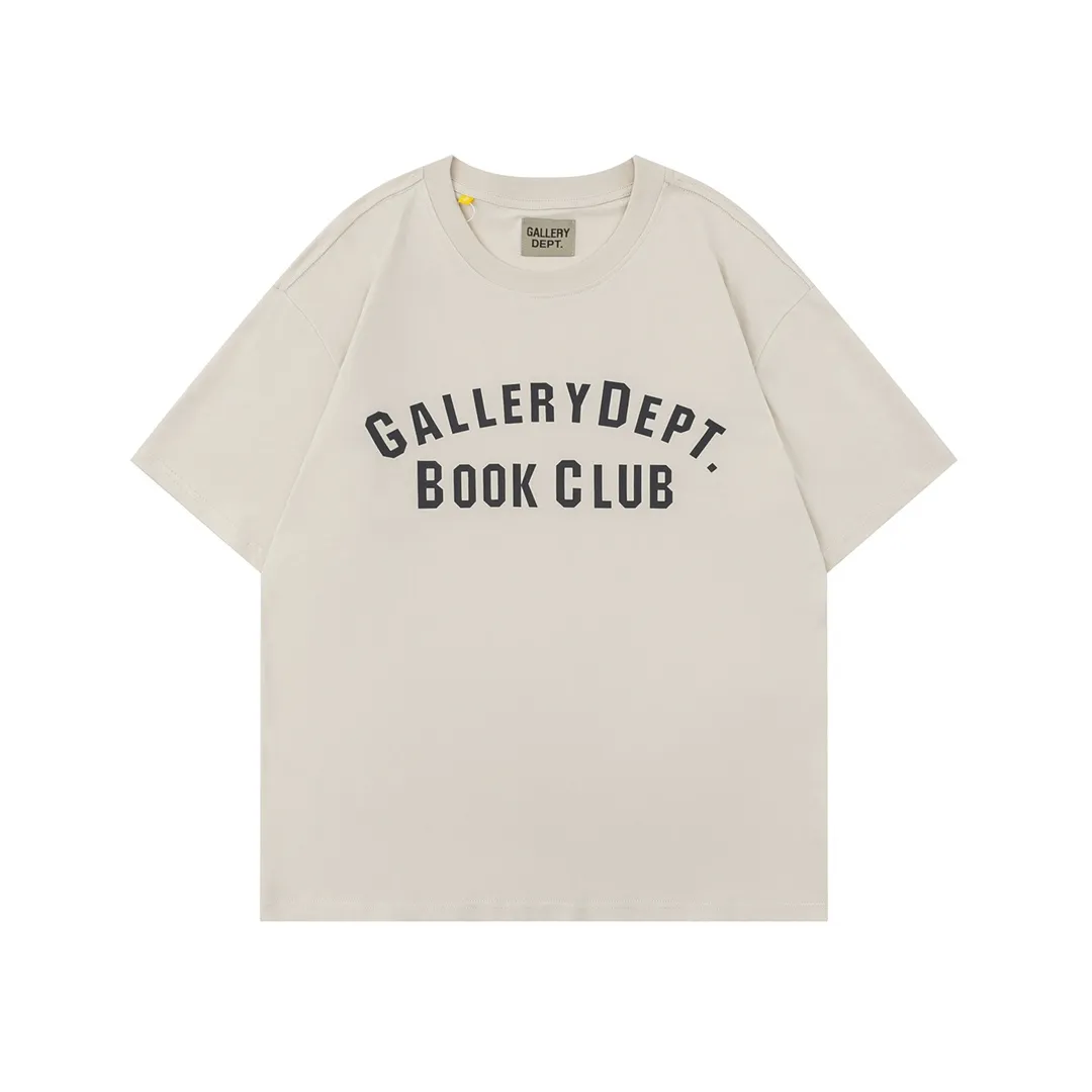 Model D119 Gallery dept European and American washed trendy brand printed short-sleeved T-shirts for men and women. After washing and shaping, the fabric is soft, comfortable and breathable. The original cloth has a correct shoulder and clavicle version, does not change shape and does not pill, apricot color, S to XL, P106